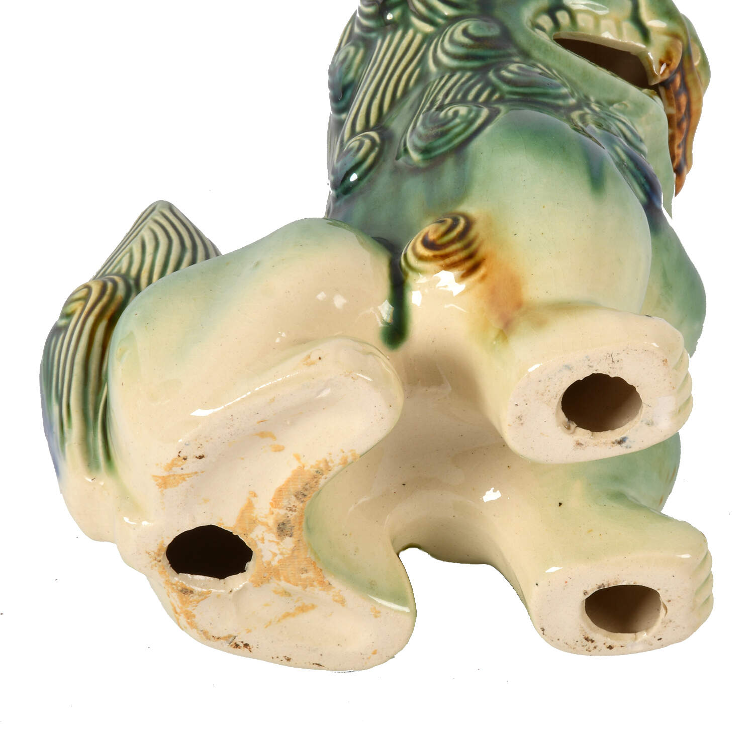 Pair of Porcelain Chinese Imperial Lions Bookends-2