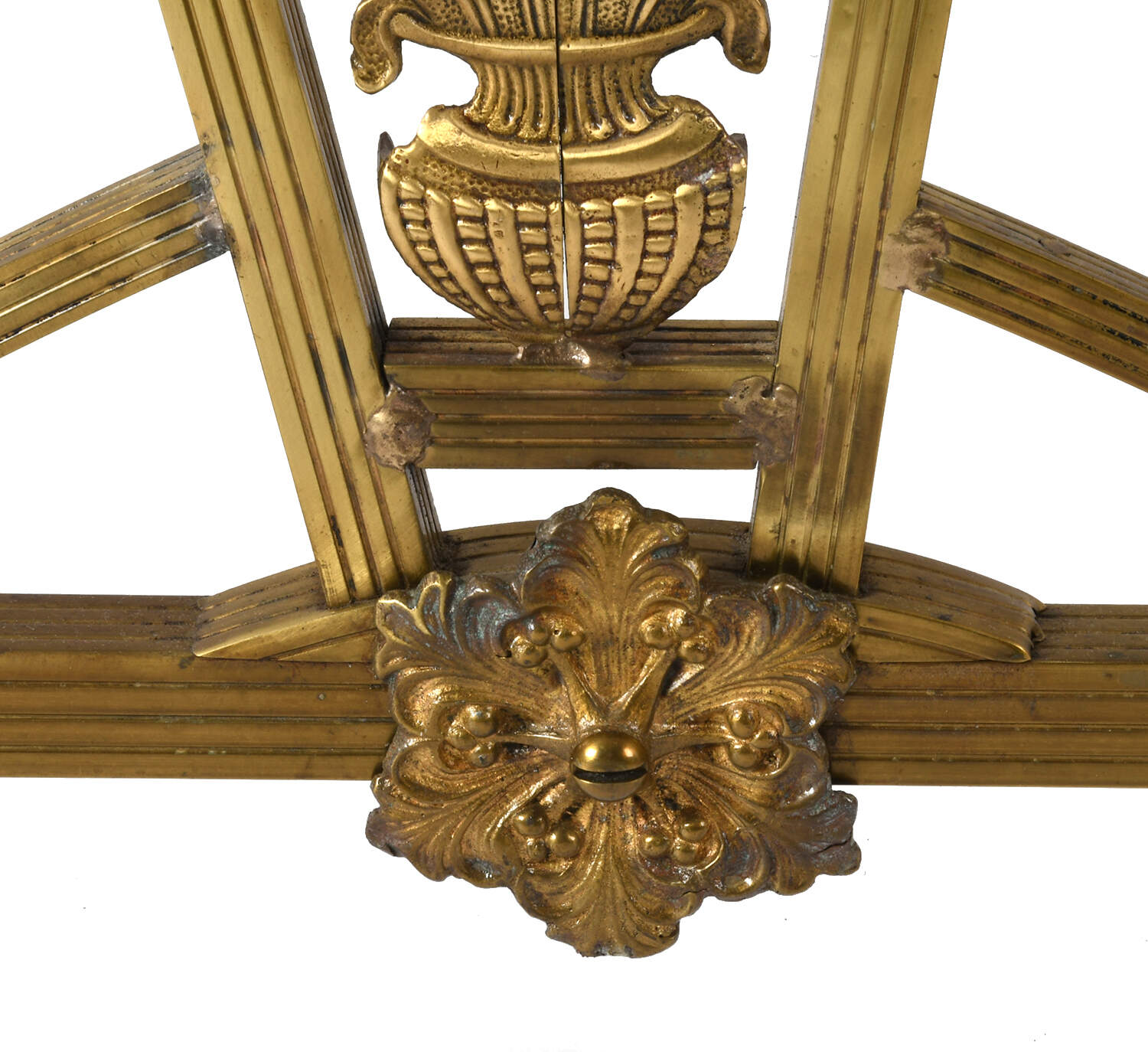 Ornate Brass French Figural and Scrollwork Fire Screen-10
