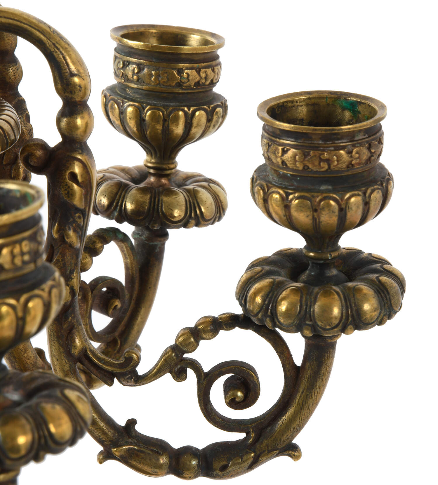 Antique Pair of French Doré Bronze Candleholders-4