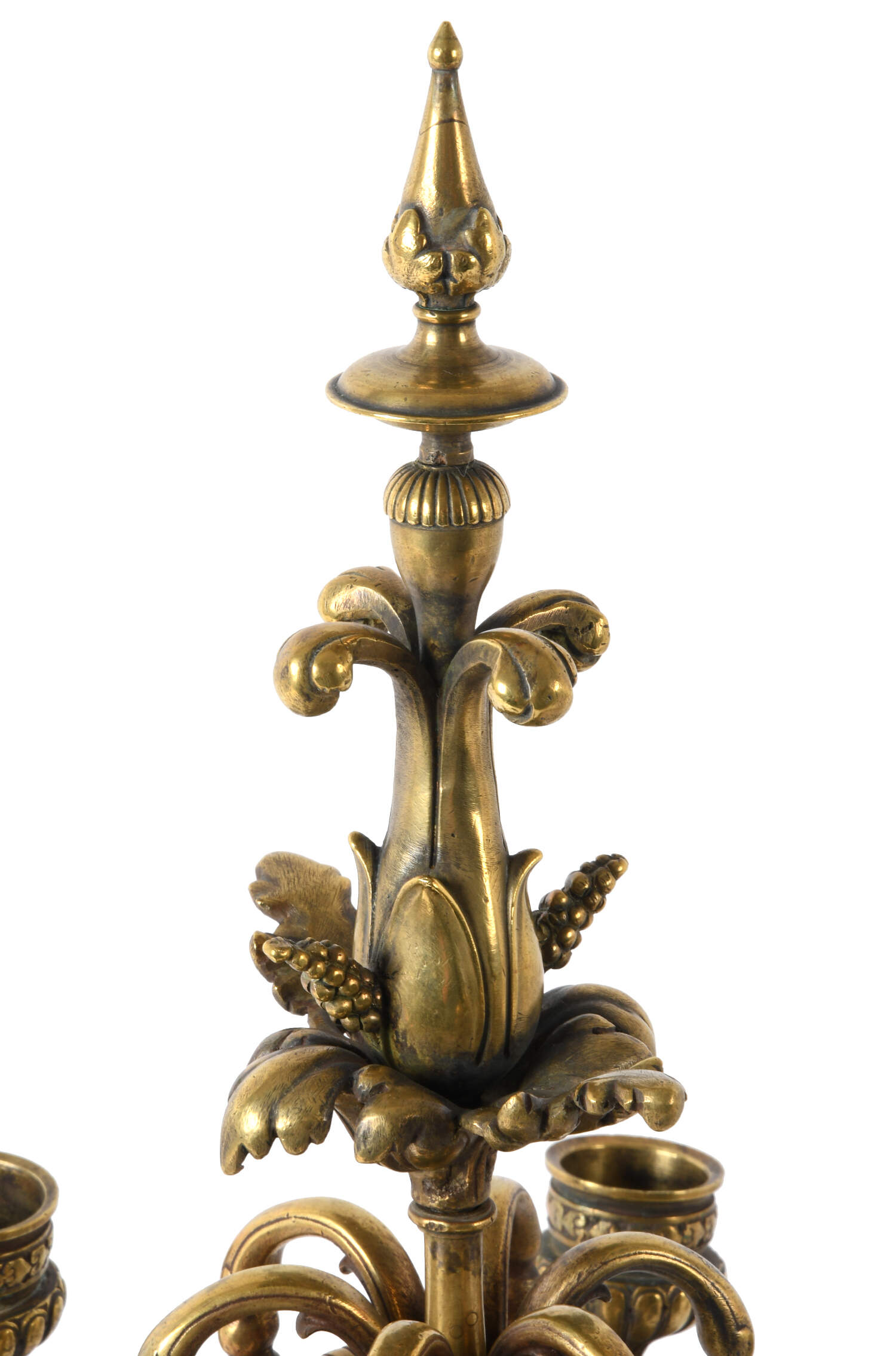 Antique Pair of French Doré Bronze Candleholders-3