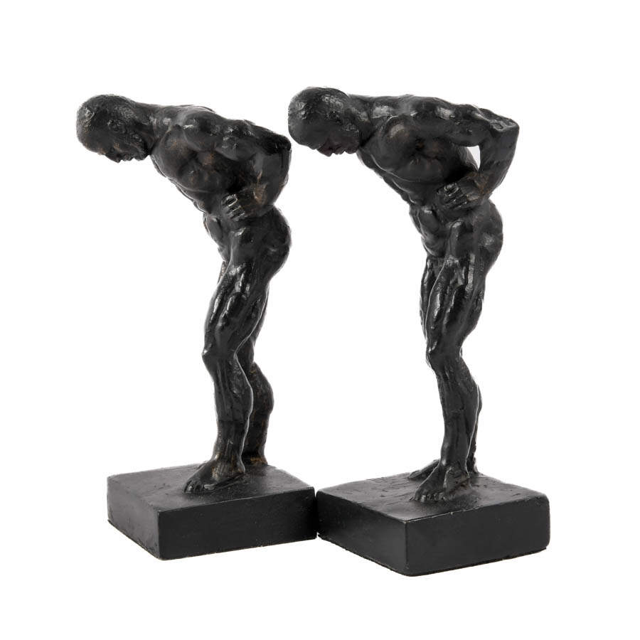 Cast Iron Male Nude Bookends-3