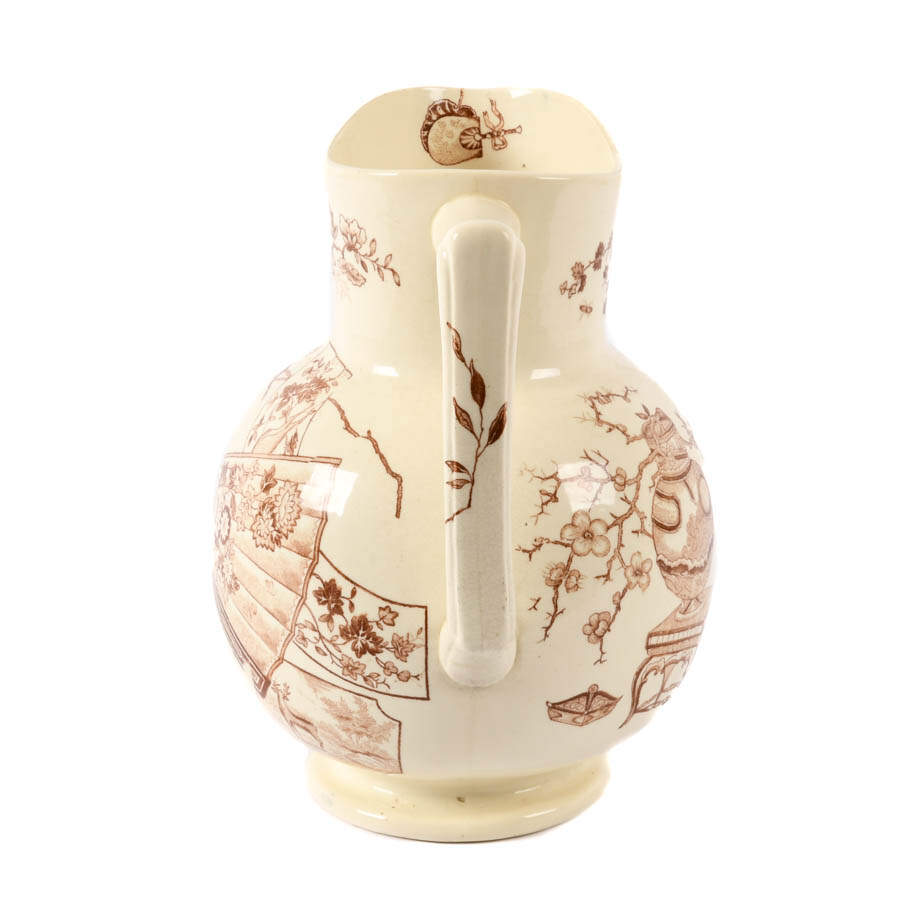 Victorian Ironstone Transferware Pitcher-3
