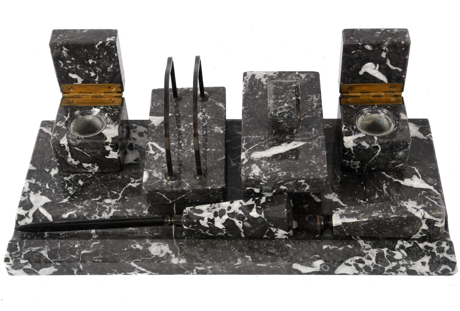 Art Deco Multipurpose Marble Desk Set-2