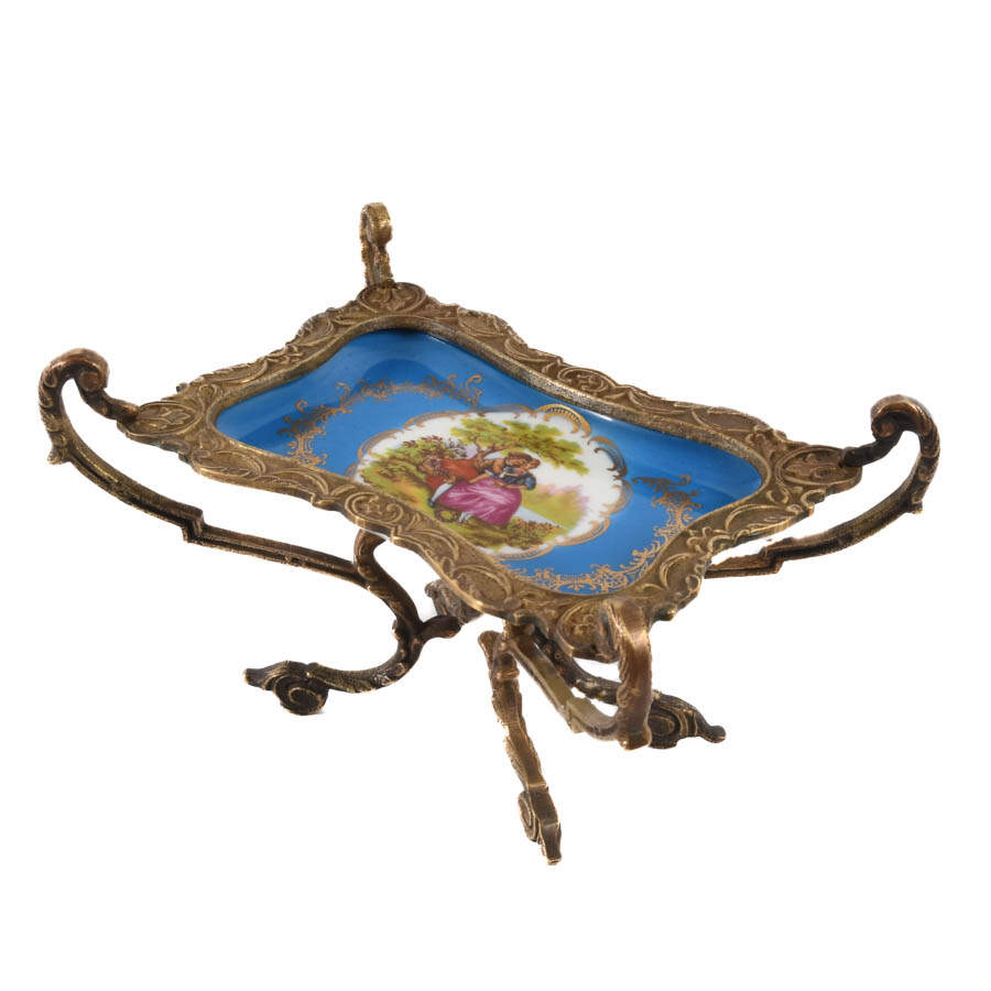 French Porcelain and Ormolu Sèvres-Style Trinket Dish-4