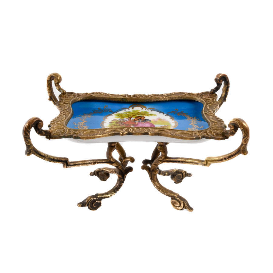 French Porcelain and Ormolu Sèvres-Style Trinket Dish-1