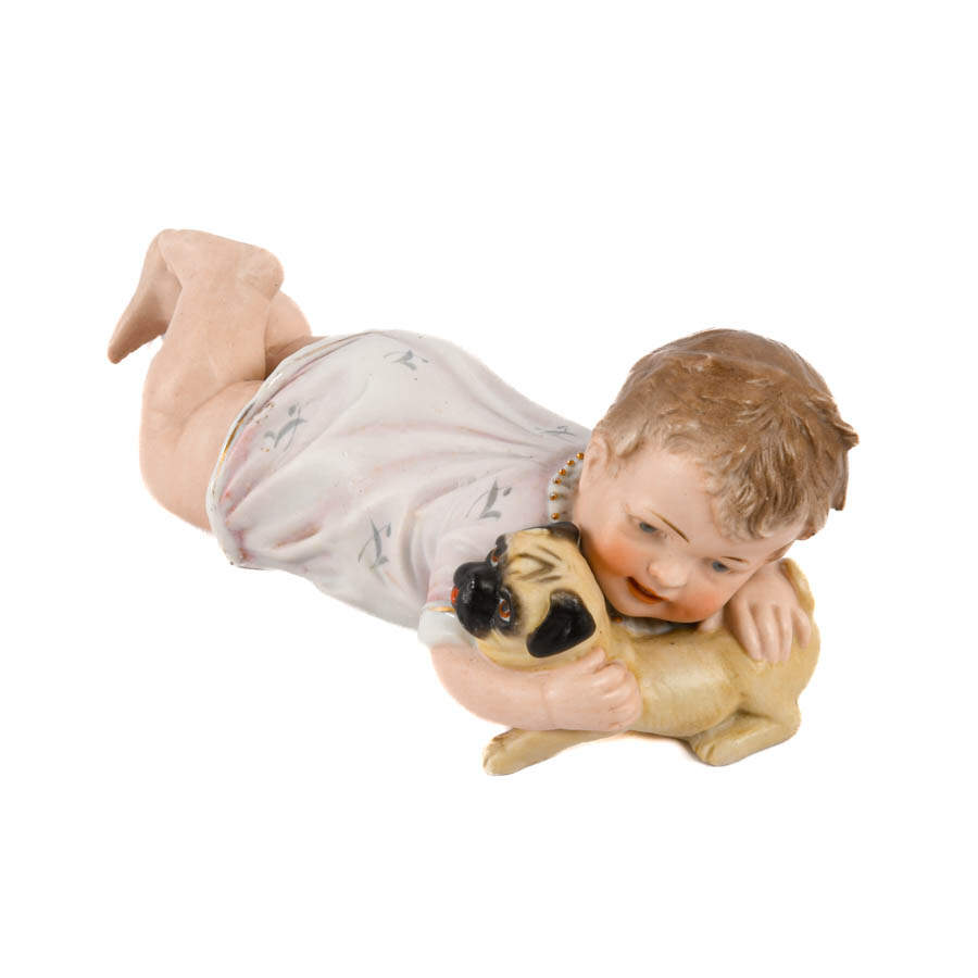 Bisque Piano Baby and Dog Grouping-3