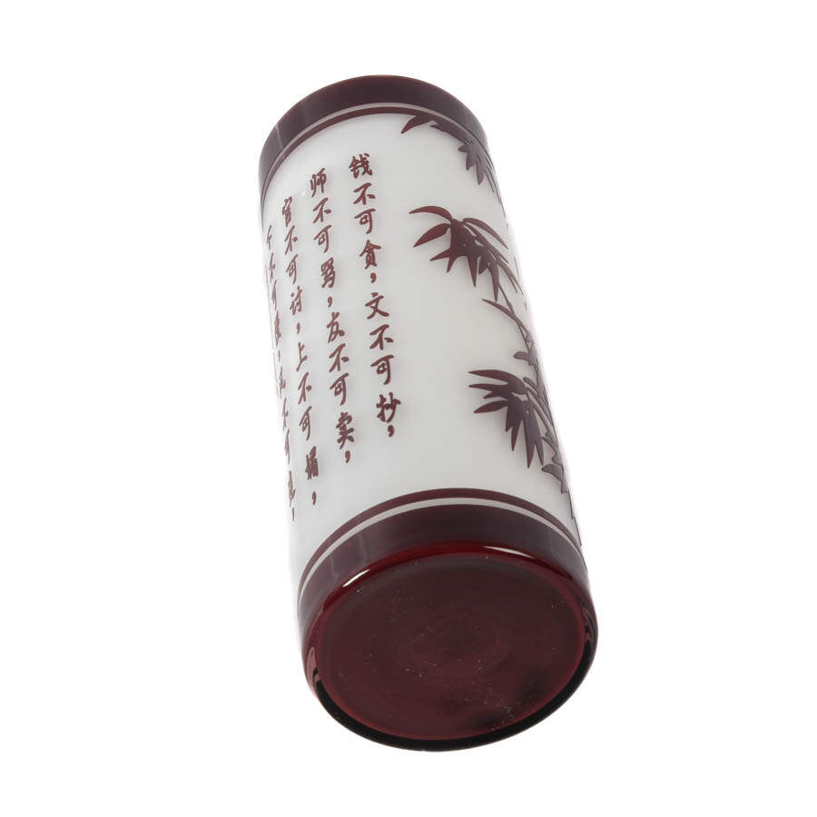 Overlay Cameo Etched Vase White And Purple-5
