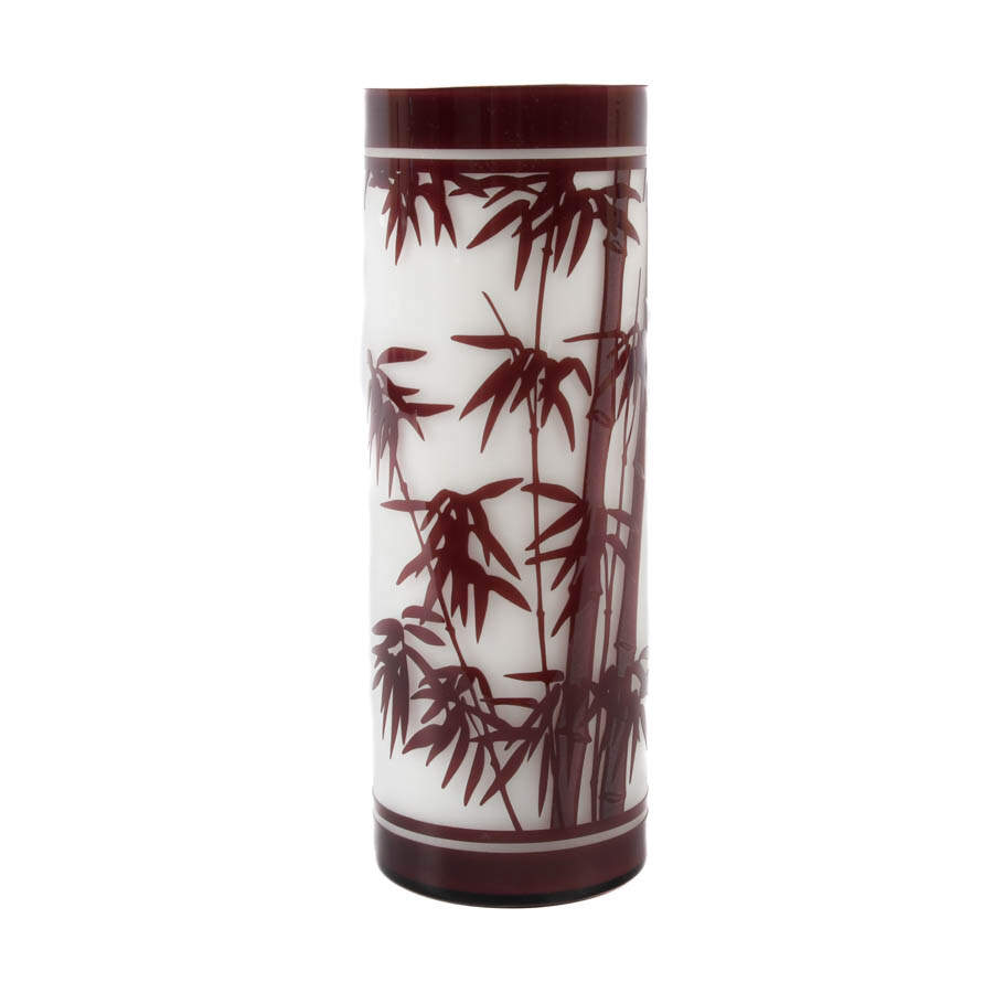 Overlay Cameo Etched Vase White And Purple-1