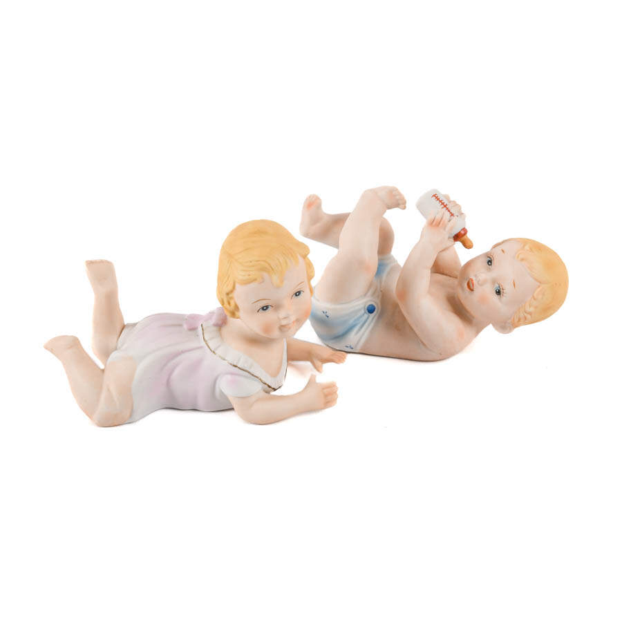 Pair of Bisque Piano Babies-1