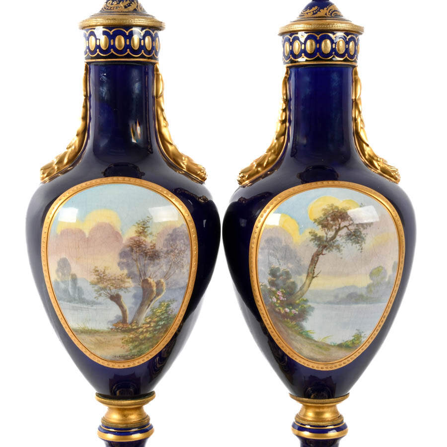 Set of Three Sèvres Porcelain and Bronze Jardinière and Urn Set-9