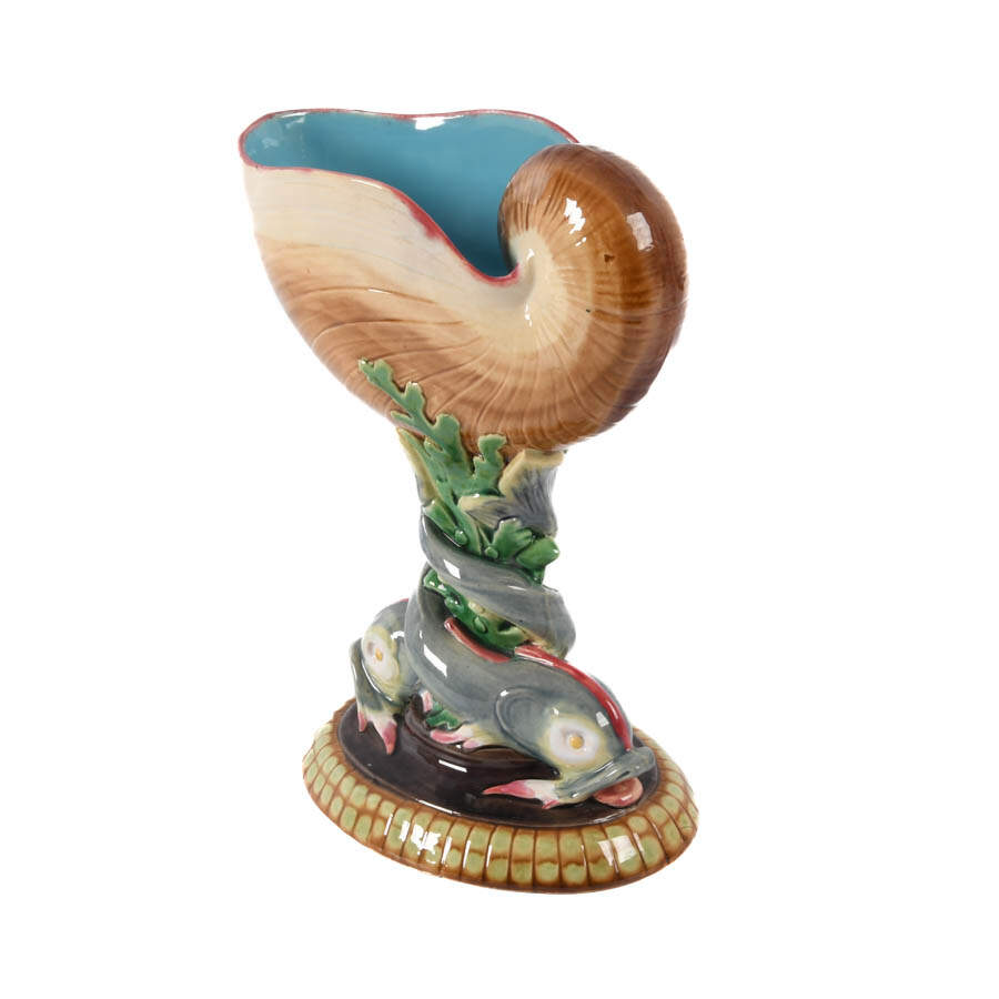 Antique Minton Majolica Nautilus Shell-4