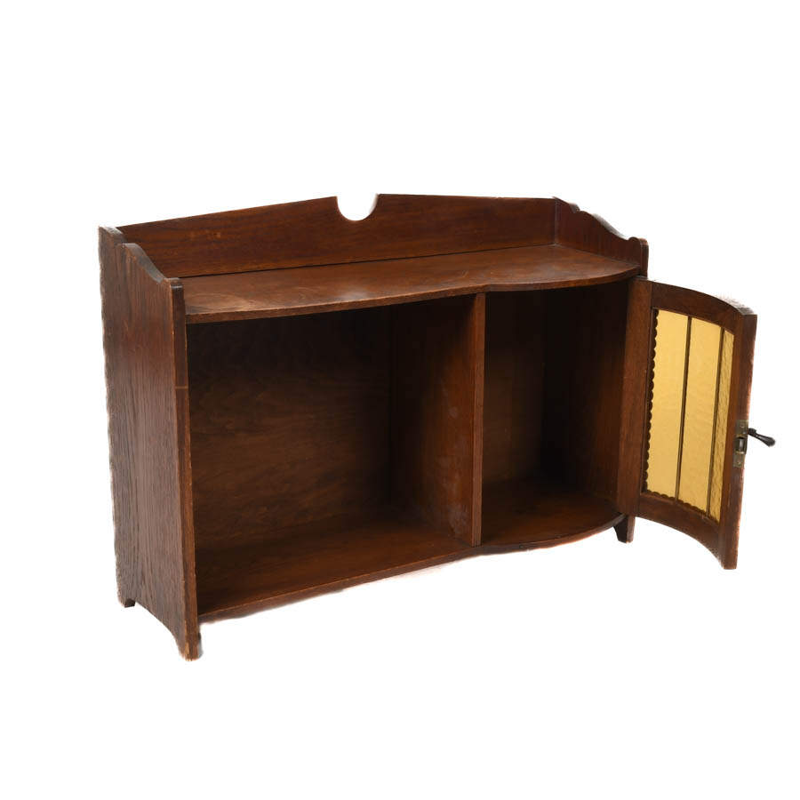 Amber Glass and Walnut Wall Display Cabinet-5