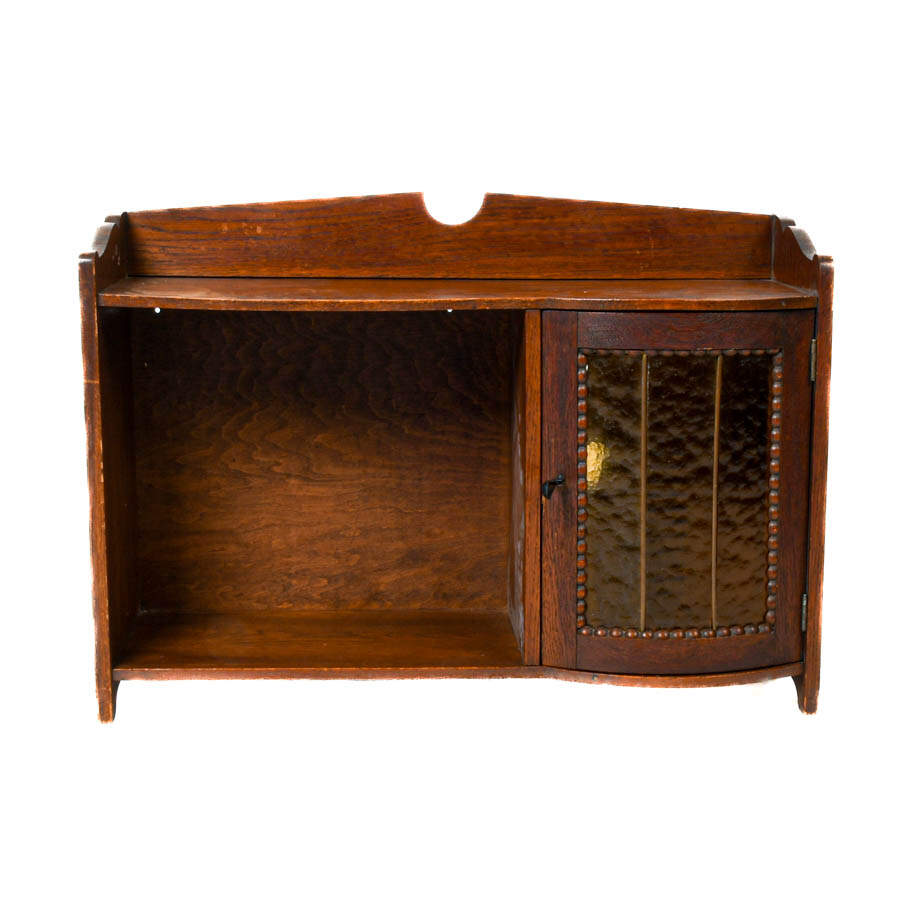 Amber Glass and Walnut Wall Display Cabinet-1