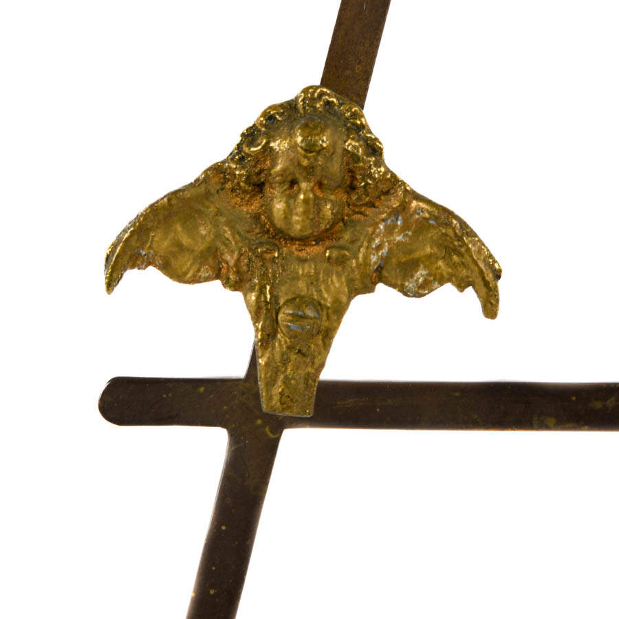 Brass Tabletop Easel with Figural Angel Motifs-2