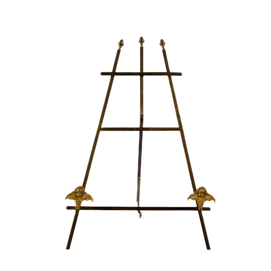 Brass Tabletop Easel with Figural Angel Motifs-1