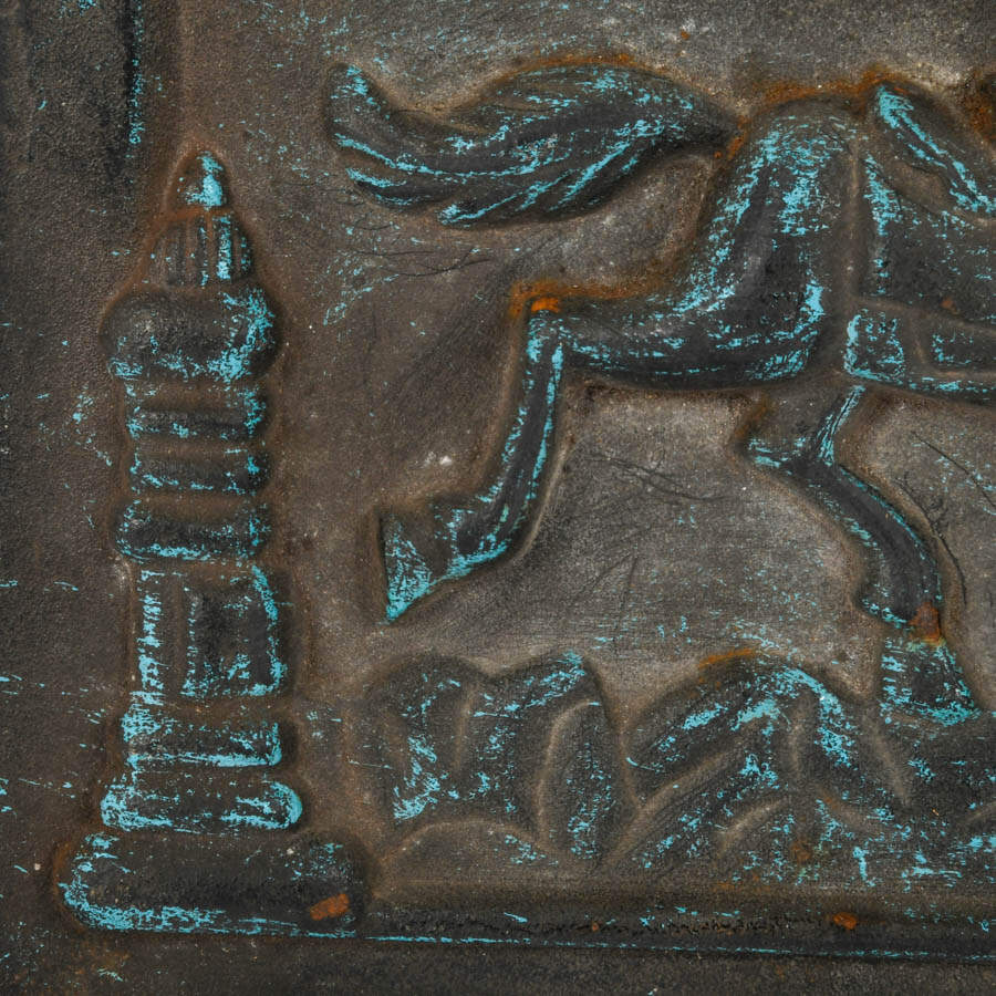 Cast Iron Horse and Rider Plaque-3