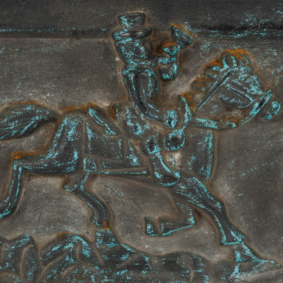 Cast Iron Horse and Rider Plaque-2