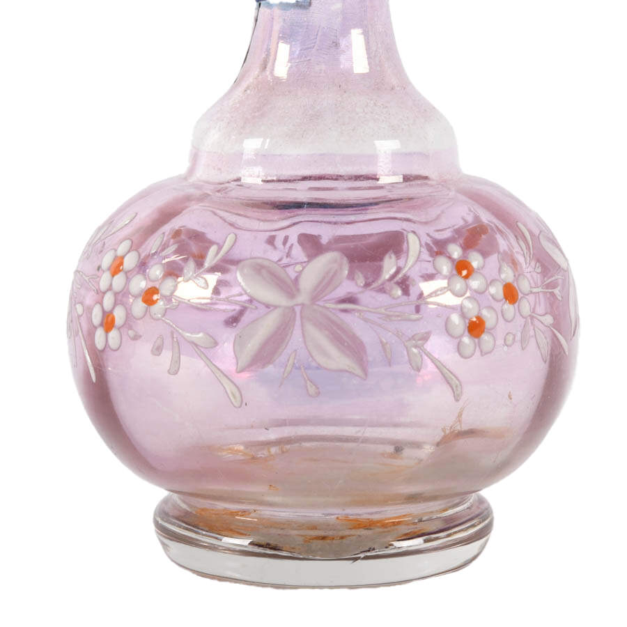 Pair of Enamel Decorated Art Glass Vases-4