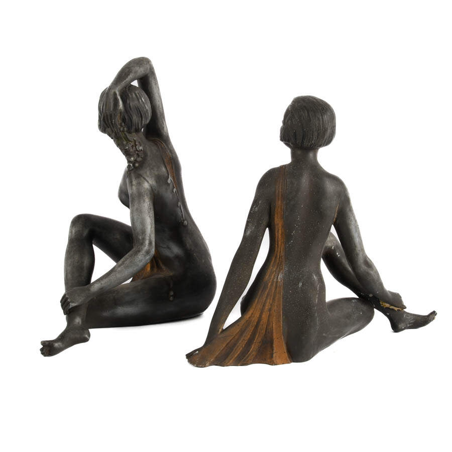 Pair of Nude Art Nouveau Metal Architectural Details-5