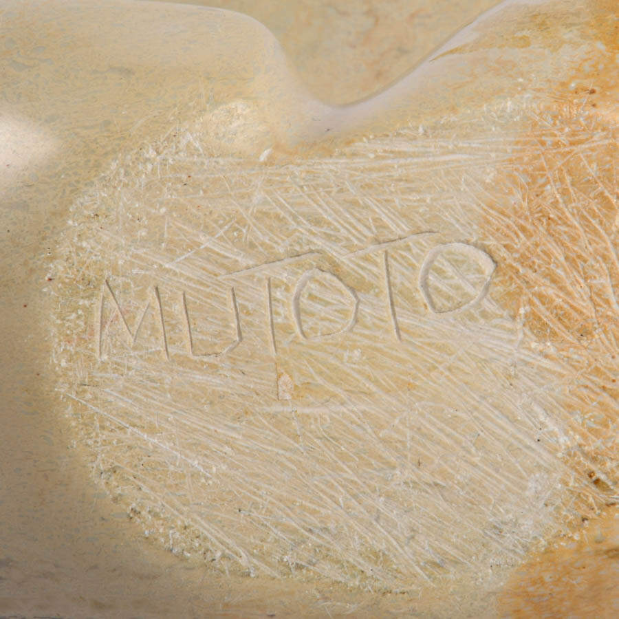 Signed Mutoto Carved Abstract Stone Sculpture-8