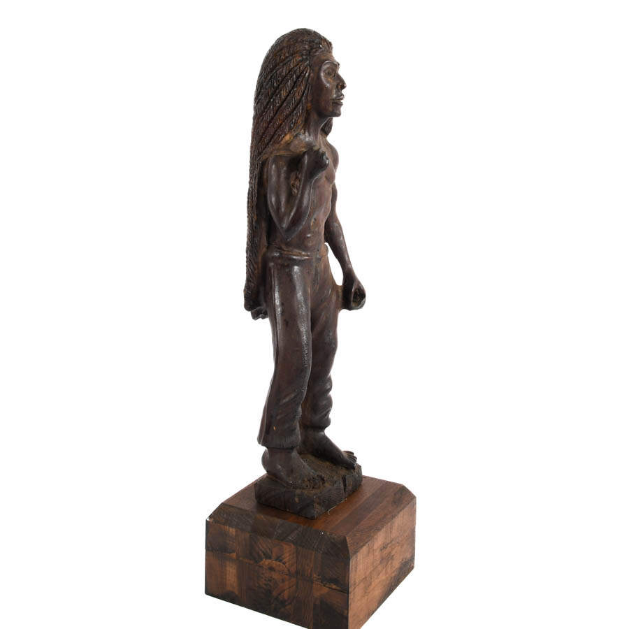 Native American Carved Wood Statue-8
