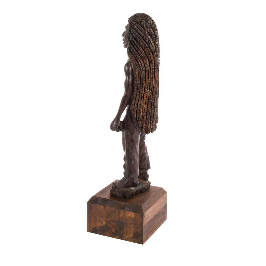 Native American Carved Wood Statue-6