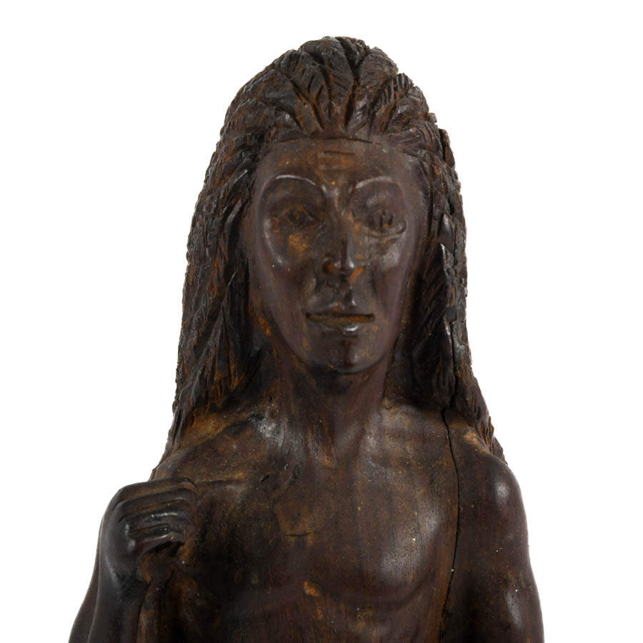Native American Carved Wood Statue-3