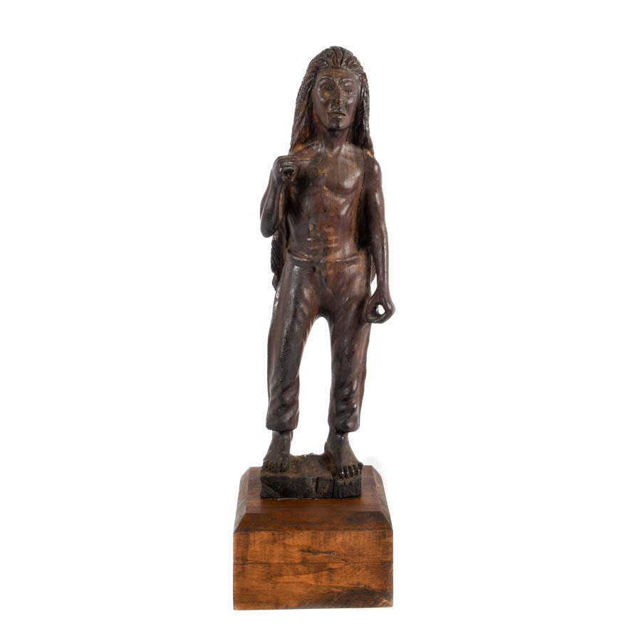 Native American Carved Wood Statue-1