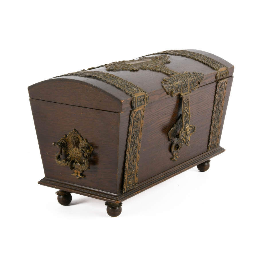 Footed Wood and Brass Chest-7
