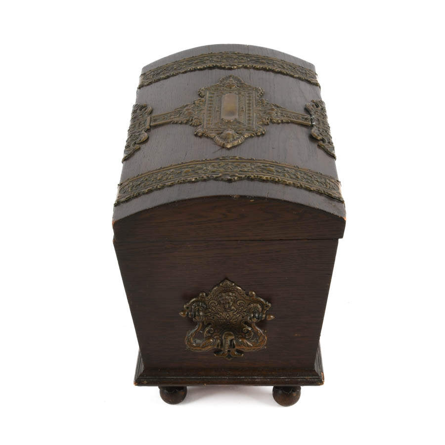 Footed Wood and Brass Chest-4