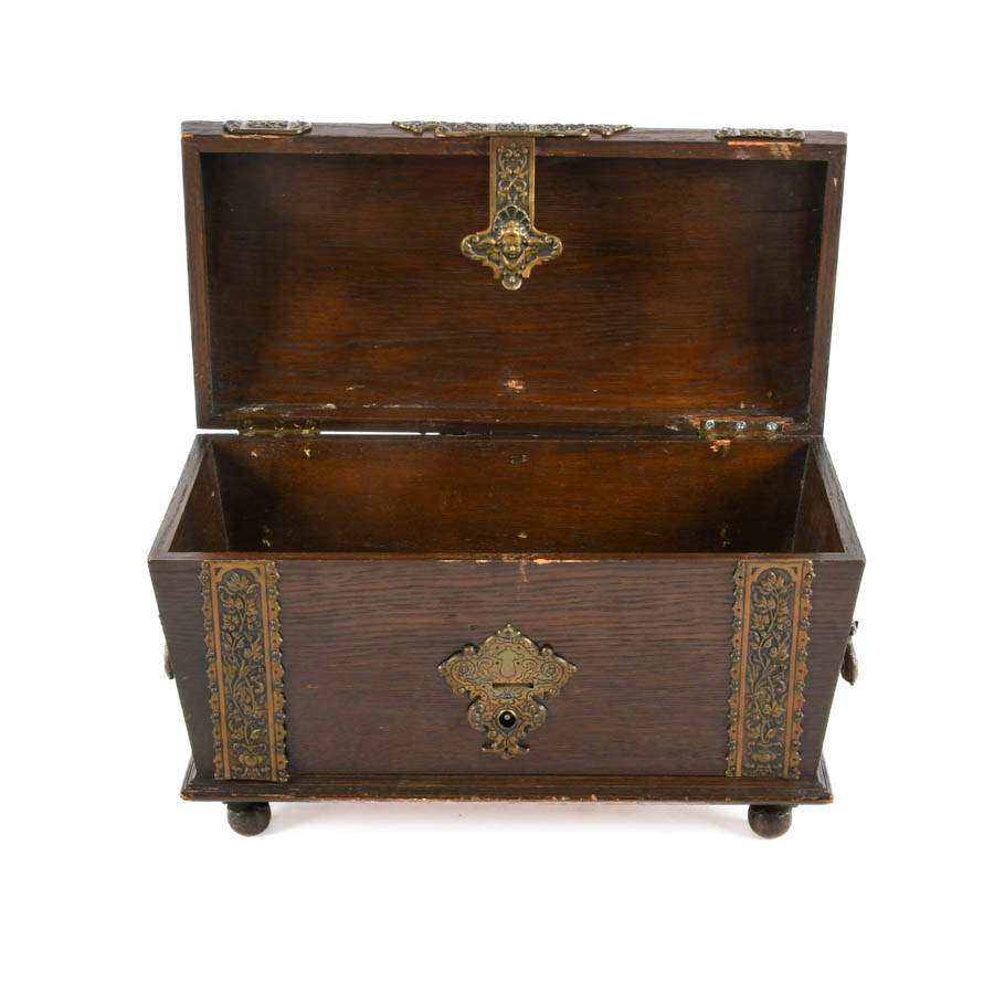 Footed Wood and Brass Chest-1