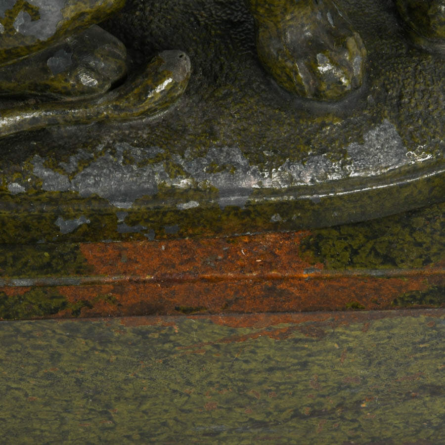Cast Metal Seated Lion Statue-7