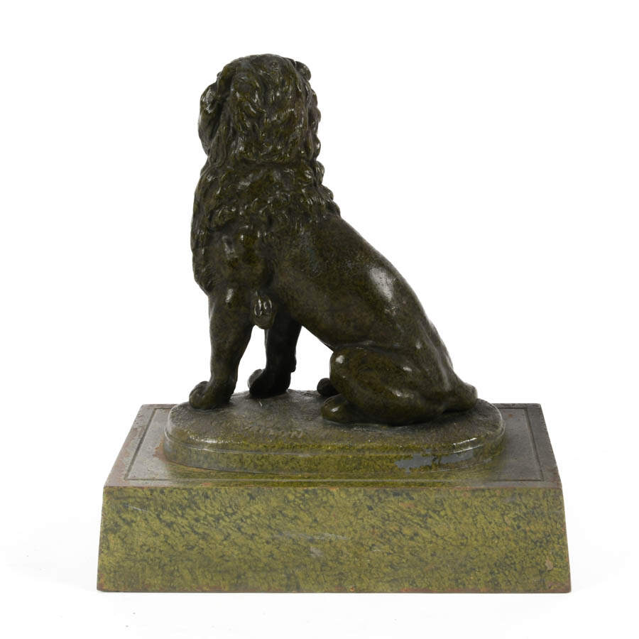 Cast Metal Seated Lion Statue-4