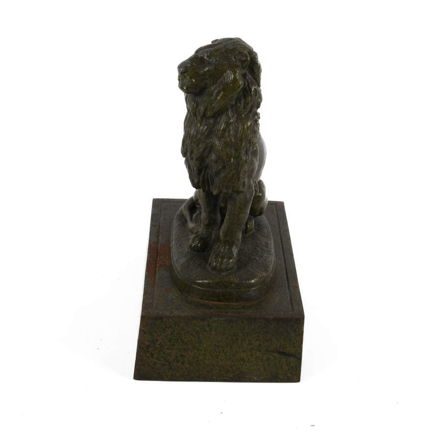 Cast Metal Seated Lion Statue-3