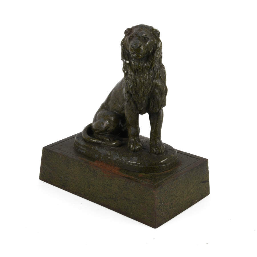 Cast Metal Seated Lion Statue-2