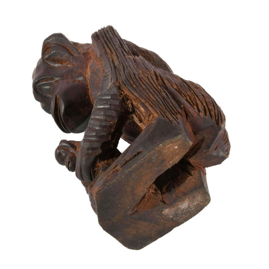 Folk Art Style Hand-Carved Parent and Child Monkey Sculpture-7