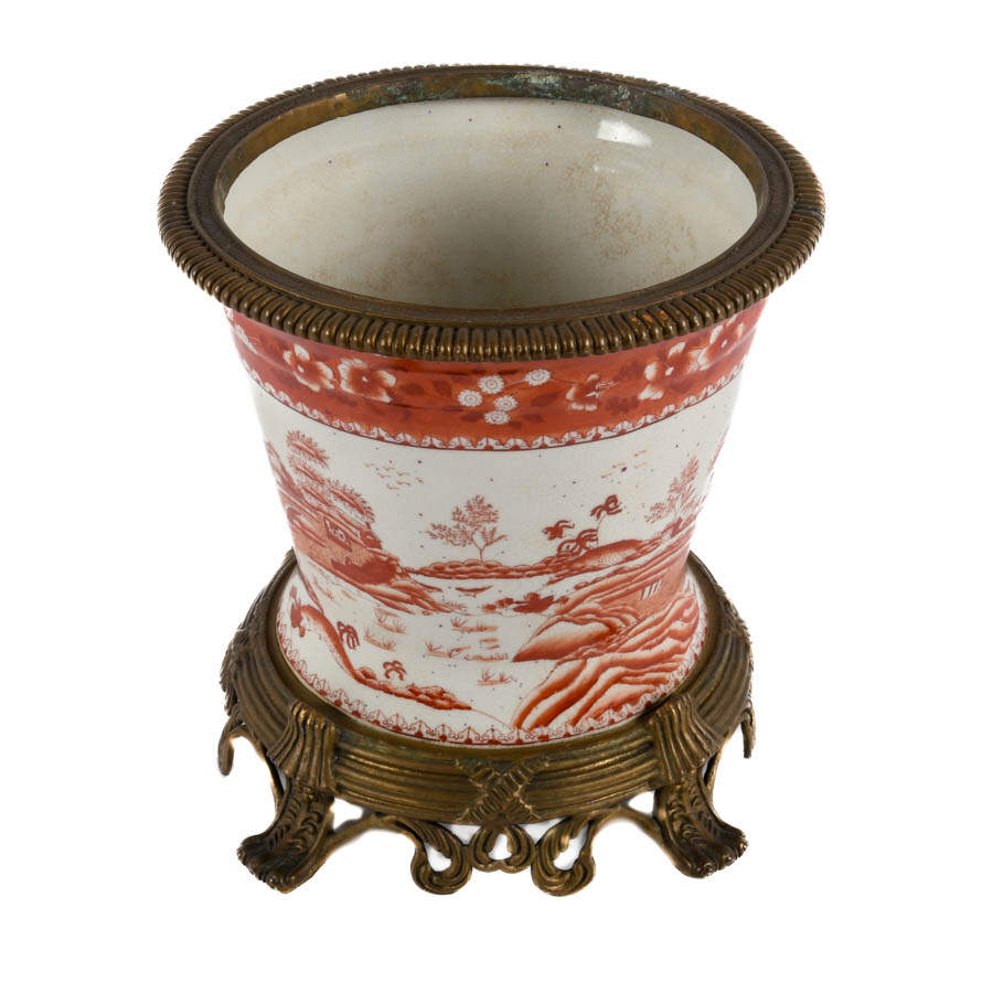 Hand-Painted Footed Chinese Porcelain Planter-3