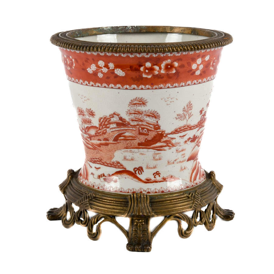 Hand-Painted Footed Chinese Porcelain Planter-2