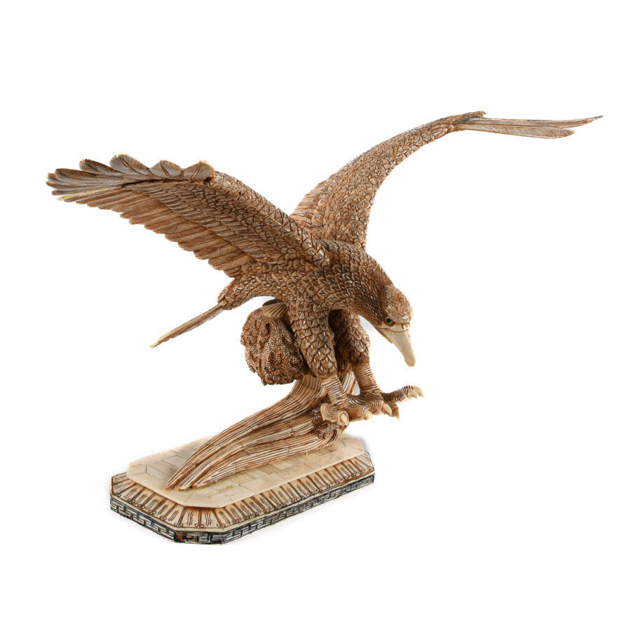 Large Carved Bone Eagle Sculpture-8