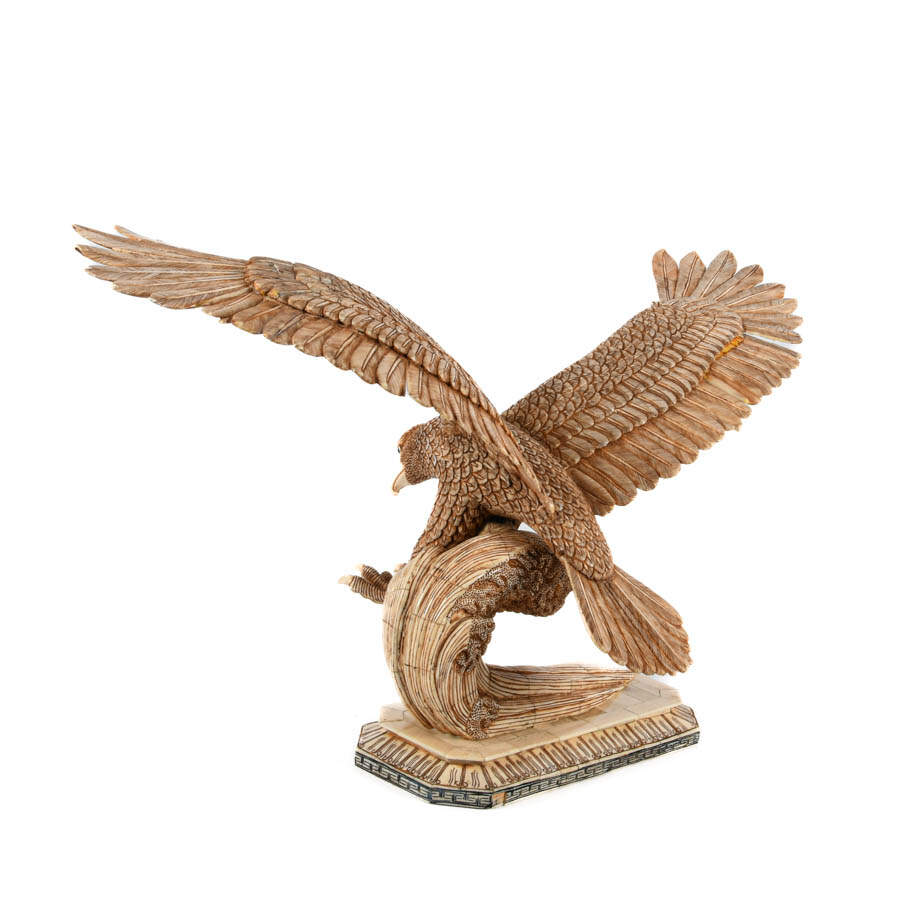 Large Carved Bone Eagle Sculpture-4