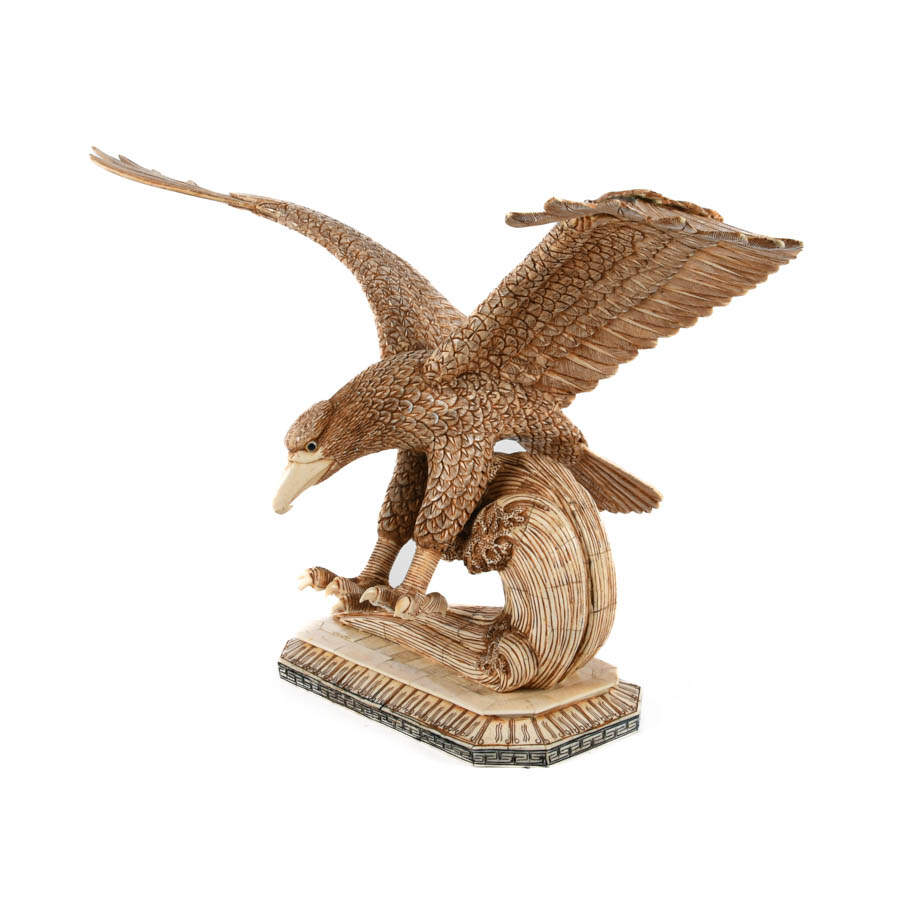 Large Carved Bone Eagle Sculpture-3