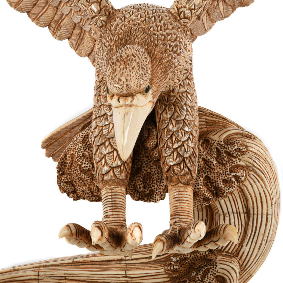 Large Carved Bone Eagle Sculpture-2