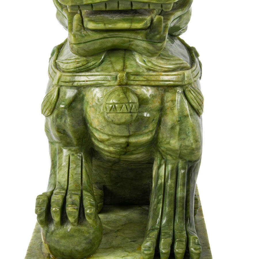 Pair of Chinese Jadeite Imperial Lion Figures-8