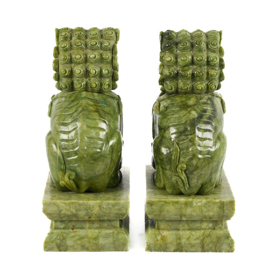 Pair of Chinese Jadeite Imperial Lion Figures-4