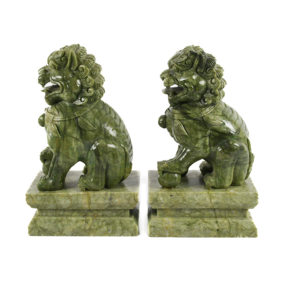 Pair of Chinese Jadeite Imperial Lion Figures-3