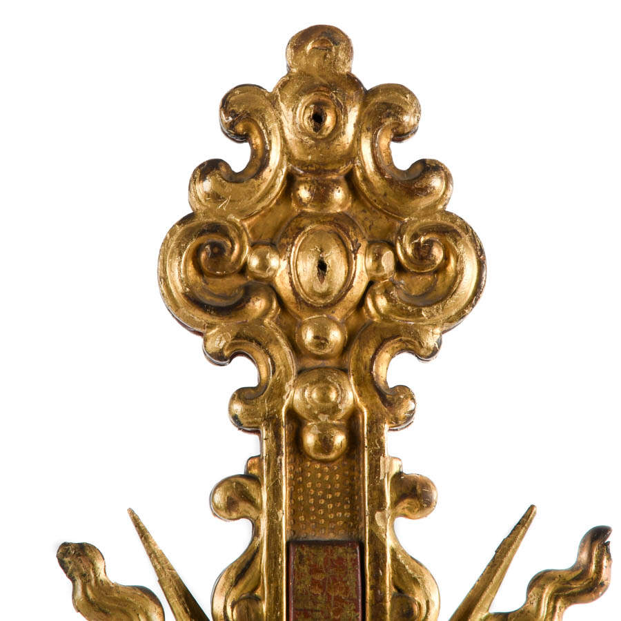 Antique Carved Giltwood and Painted Crucifix Cross-3
