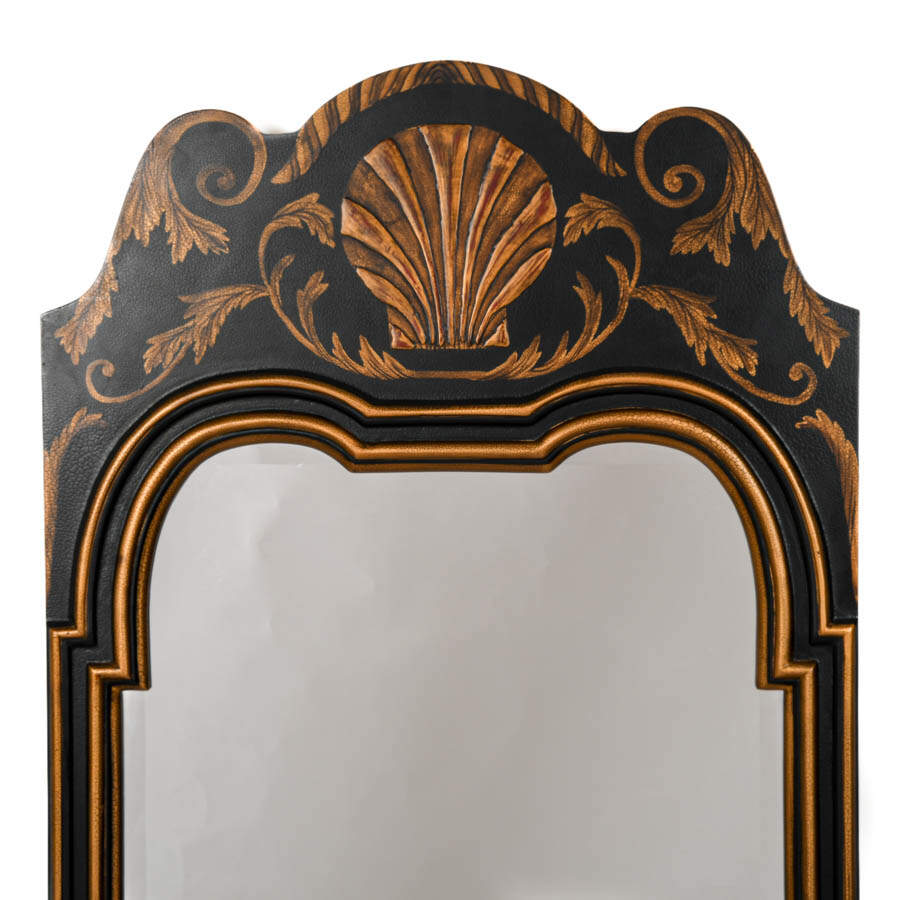 Black and Gold Painted Shell Mirror-2