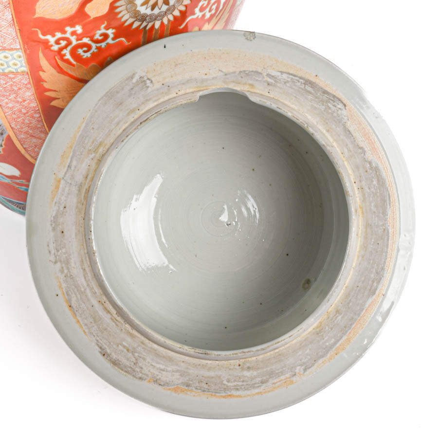 Oversized Japanese Porcelain Imari Lidded Urn-7