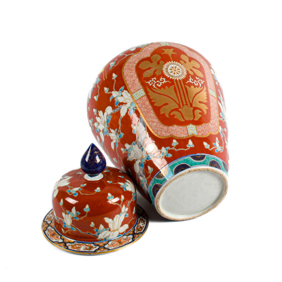 Oversized Japanese Porcelain Imari Lidded Urn-6