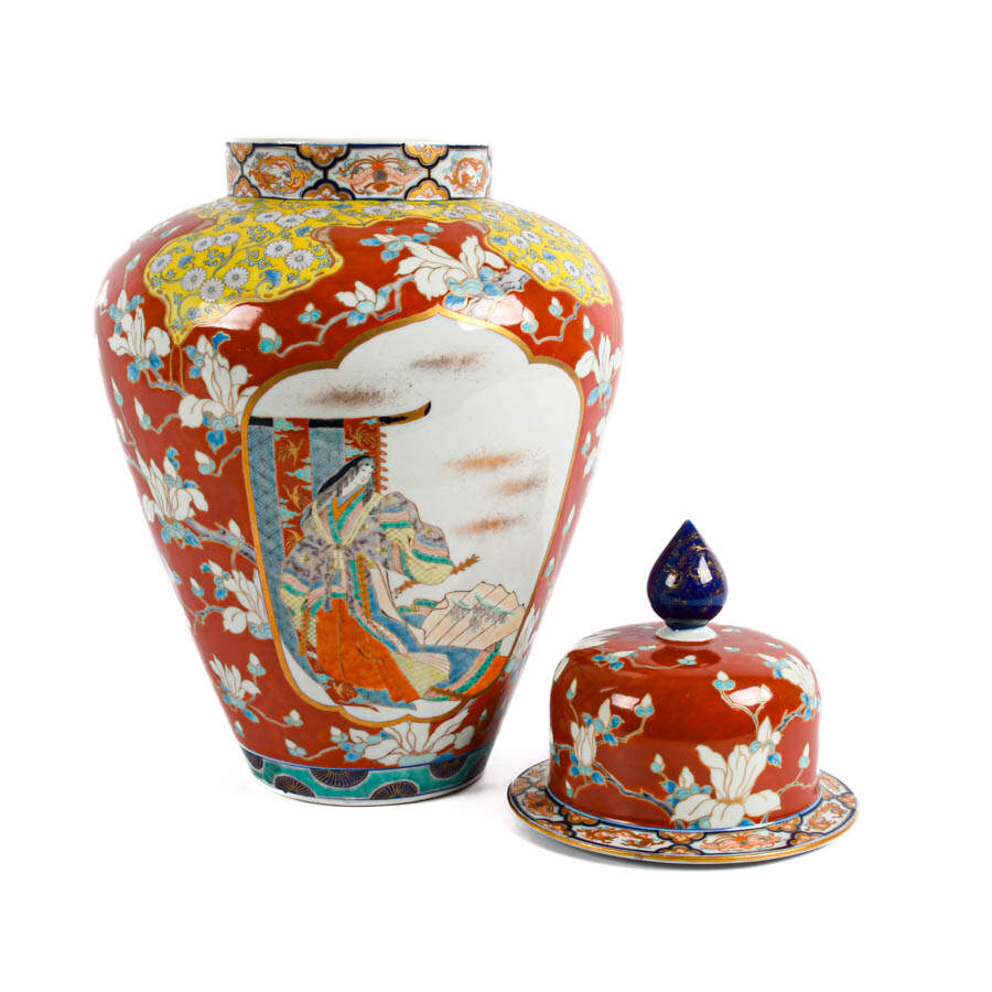 Oversized Japanese Porcelain Imari Lidded Urn-5